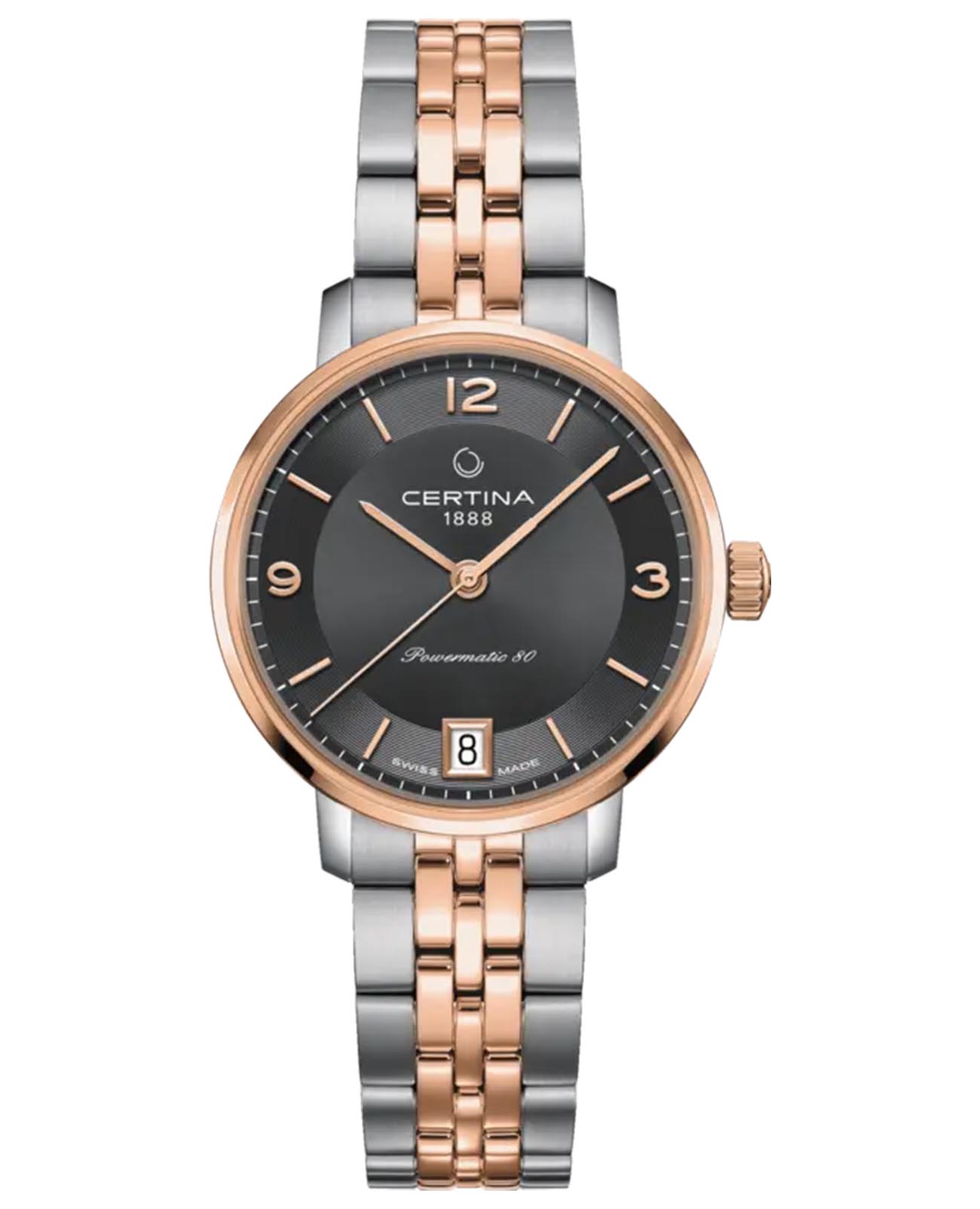 Certina Certina DS Caimano C035.207.22.087.01 DS Caimano C0352072208701 механические женские часы белый циферблат, браслет сталь c pvd покрытием — вид спереди